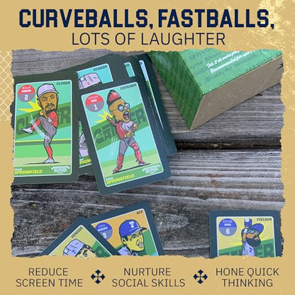Grandma Smiley's Hey Batter Batter, Baseball Card Games for Kids 8-12, Card Games for Adults and Families, Family Card Games - 2-5 Players, 52 Custom Cards, 4 Mini Baseball Bats - Made in The USA