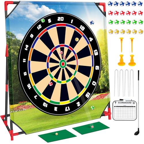 Golf Game Play Set, Golf Chipping Games for Kids with 16 Sticky Golf Balls, 8 Golf Balls, 2 Golf Clubs＆Golf Chipping Target, Indoor Outdoor Lawn Backyard Golf Gifts for Kids