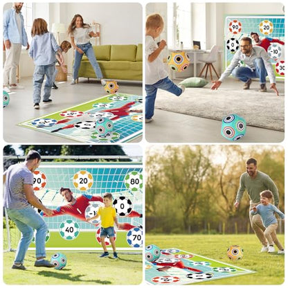 𝗫𝗔𝗪𝗔𝗖𝗔𝗛 Toy Soccer Ball Game Set for Kids ages 3-6, Indoor Outdoor Backyard Toss Soccer with 2 Sticky Balls & Foldable Fabric Goals, Football Sports Toy Gifts for 3 4 5 6 Years Old Boys Girls