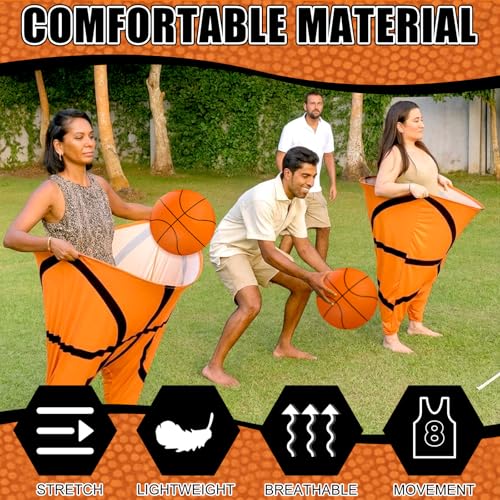 Jenaai Granny Pants Game Set Funny Outdoor Yard Games for Adults Giant Pants Toss Game with 12 Bouncy Balls 2 Pumps Backyard Lawn Party Games for Family Reunion BBQ Birthday - style: Basketball