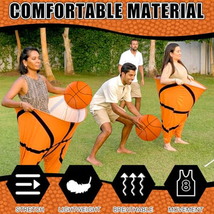 Jenaai Granny Pants Game Set Funny Outdoor Yard Games for Adults Giant Pants Toss Game with 12 Bouncy Balls 2 Pumps Backyard Lawn Party Games for Family Reunion BBQ Birthday - style: Basketball