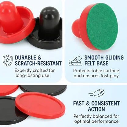 Air Hockey Pucks and Paddles Set, 16 Replacement Parts for Air Hockey Table, Smooth Surface Professional Mini Air Hockey Pucks, Standard Size Paddles with Durable Materials for Competitive Play