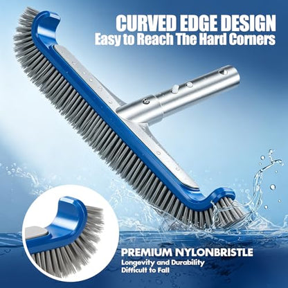 Pool Brush Head, Heavy Duty Scrub Brush with Upgraded Premium Nylon Bristles and Reinforced Aluminium Back for Cleaning Inground/Above Ground Swimming Pool, Walls, Bath Tub, Tiles & Floors(Blue) - color: Ultra Blue