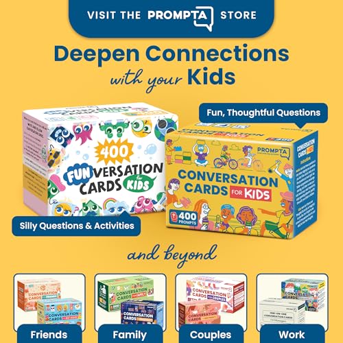 400 Silly Conversation Cards for Kids - 2.5" x 1.75" Cards with Interactive Activities and Funny Questions for Kids - Great for Hanging Out at Home, Long Road Trips, and Family Dinner Quality Time
