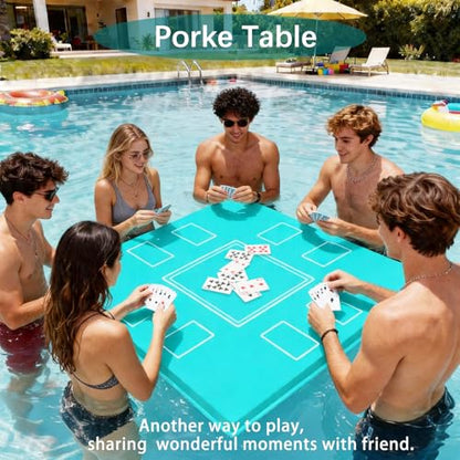 Floating Mahjong Table for Pool, Double-Sided Waterproof Game Tray with Cup Holders, EVA Floating Game Table for Pool, Pool Mahjong Table Floating for Mahjong, Poker, Cards, Dominoes & Scrabble
