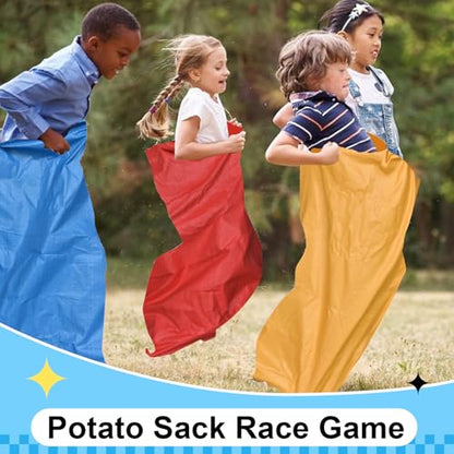 succulentlovers 14PCS Potato Sack Race Bags, Outdoor Games Sack Race Bags Kit Include Potato Sacks, 3-Legged Race Bands, Plastic Medals, Carnival Outdoor Lawn Party Field Day Games for Adults & Family