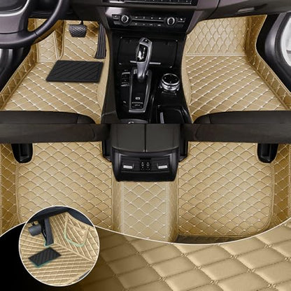 Car Floor Mats Fit for Dodge Dart 2013-2016 All Weather Durability Leather Car Floor Mats, Skidproof Pedal, Waterproof, Wear-reistant(Beige) - color: Beige