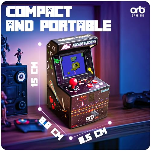 Mini Arcade Machine, 240 Built-in 8-Bit Games, 2.5” Full Colour Screen, 8-Way Joystick, Handheld Retro Games Console – Orb Gaming by ThumbsUp! - color: Arcade 240 (240 Games)
