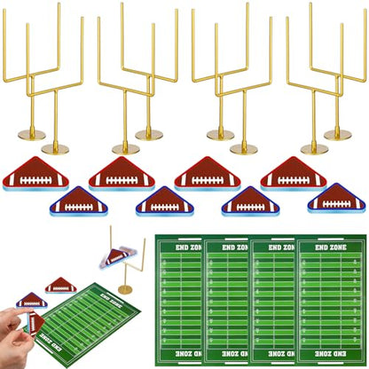 Thenshop 10 Pcs Mini Finger Flick Football Games Metal Football Goal Post with Foam Footballs Finger Toys Game Mini Table Top Sports Games for Birthday Footballs Theme Party Supplies