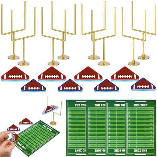 Thenshop 10 Pcs Mini Finger Flick Football Games Metal Football Goal Post with Foam Footballs Finger Toys Game Mini Table Top Sports Games for Birthday Footballs Theme Party Supplies