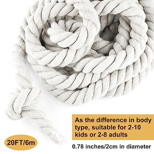 NEBURORA 20FT Tug of War Rope for Adults Outdoor Games Field Day Family Reunion Summer Outside Yard Backyard Lawn Camping Picnic Carnival Party Games Beige - color: Beige