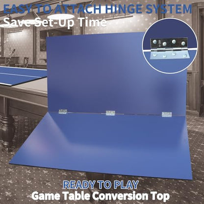 GOWE 9ft Blue Mid-Size Ping Pong Conversion Top Foldable & Portable Table Tennis Table Top for Indoor Games