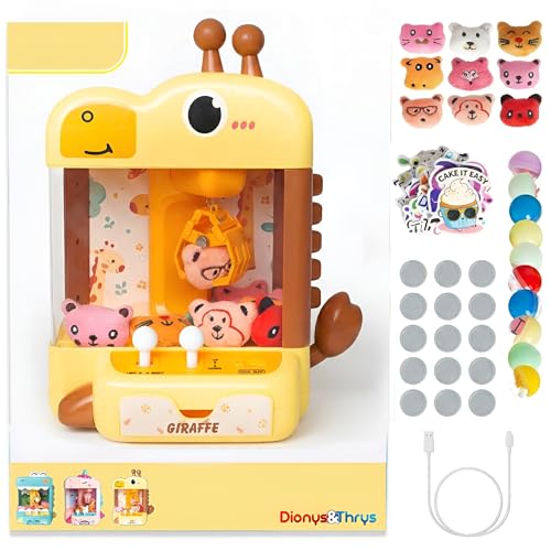 Claw Machine for Kids - Mini Arcade Game - Vending Machine - Candy Grabber Toys - Silent Mode, Lights, USB - Plush Toys & Easter Eggs, Surprise Stickers - Fun Gift for Kids, Boys & Girls (Giraffe) - style: Giraffe