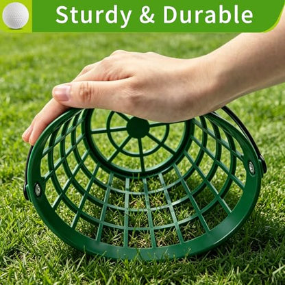 3 Pack Small Plastic Golf Ball Basket, Golf Ball Container Bucket with Handle, Portable Baskets for Storage for Golf Cart Accessories, Holds 25 Balls, Green