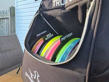 3DAmbitions 3D Printed Disc Golf Bag Dividers — Full Set of 9 Organizational Inserts (Drivers, Fairway, Mid, Roller, Approach, Putters, Stable, Under/Over-Stable) — PLA Disc Golf Bag Organizer