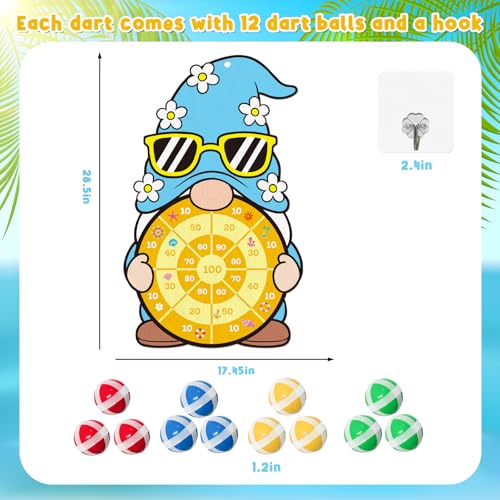 29 Inch Gnome Target Game with 12 Sticky Balls and Hook, Hanging Toss Target Game for Party Games, Indoor Outdoor Carnival Games, Birthday Activities and Family Gatherings