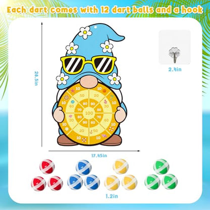 29 Inch Gnome Target Game with 12 Sticky Balls and Hook, Hanging Toss Target Game for Party Games, Indoor Outdoor Carnival Games, Birthday Activities and Family Gatherings