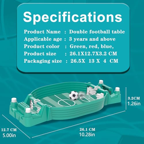 Tabletop Foosball Game, Easy Assembly Desktop Soccer Board for Two Players, Portable Football for Family Night - color: Green