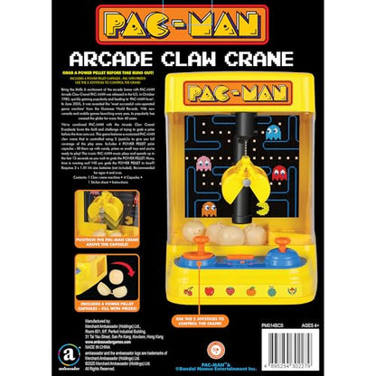 Pac-Man: Arcade Claw Crane - Core Series, Lights-Sounds Tabletop Game, Dual Joystick, Fill Pellets with Prizes, Licensed Collectible Toy, Adult-Kid 4+