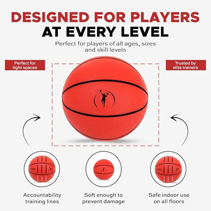 Portable Basketball Footwork Training Mat & SafeBounce System | At-Home Skill Training for Ball Handling, Footwork & Control | Includes DrillMat Outdoor, Regulation & Mini Trainer Balls