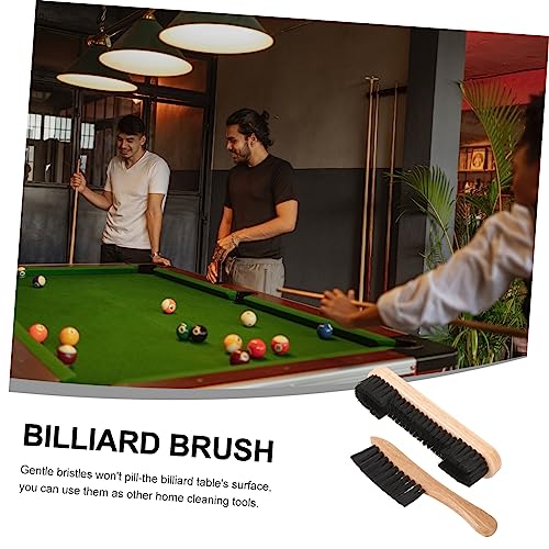 2pcs Wooden Pool Table Cleaning Brush Set Billiard Brush for Table Surface and Rail Dust Removal Essential Maintenance Tool for Snooker Rail