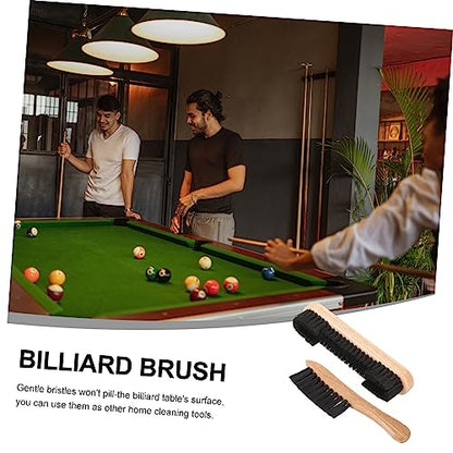 2pcs Wooden Pool Table Cleaning Brush Set Billiard Brush for Table Surface and Rail Dust Removal Essential Maintenance Tool for Snooker Rail