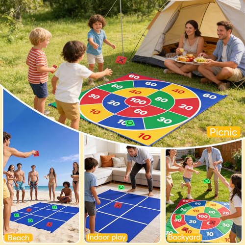 2-in-1 Giant Tic Tac Toe Bean Bag Toss Games, 4.5ft Double Sided Large Outside Camping Backyard Lawn Games for Family Friend Party Fun Carnival Outdoor Giant Yard Games