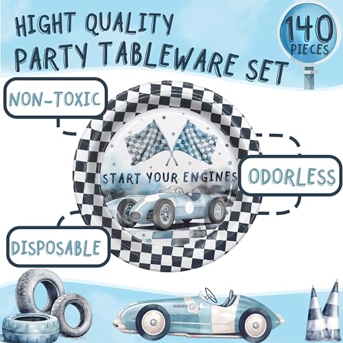 Race Car Birthday Party Favors & Supplies - Racing Car Theme Tableware Set with Plates, Napkins, and Forks - style: Race Car