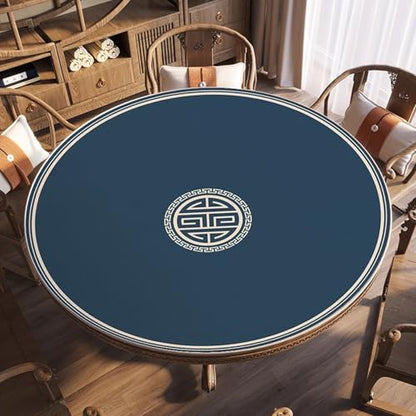 Round Mahjong Mat Thickened and Non-Slip Mahjong Table Cover with Rubber Backing Home Play Mat for Mahjong, Poker, Card, Board, Tile Games(100cm/39.37in) - size: 100cm/39.37in