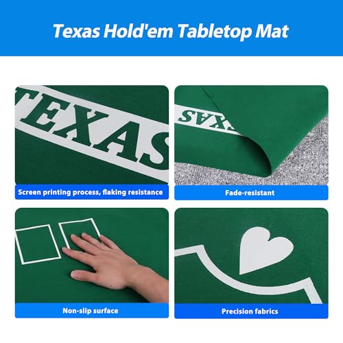 GSE Games & Sports Expert 36" x 72" Casino Layout Felt, Professional Casino Tabletop Mat for Parties, Casino Poker Game Night - style: Texas Hold'em Poker