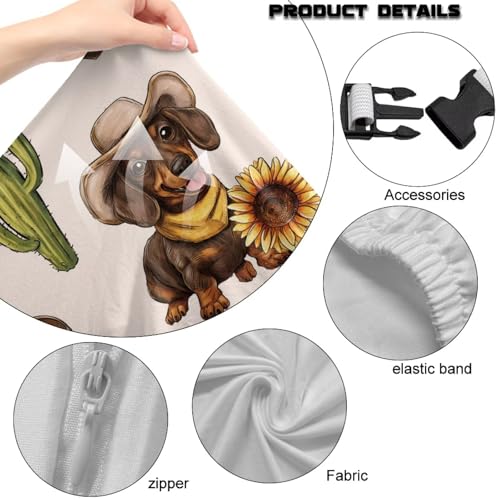 Suobstales Dachshund Paw Sunflower Cactus Cowboy Pattern Gaming Chair Cover, Stretchy 4pc/Set Ergonomic Office Computer Game Chair Slipcovers with Armrest Covers/Back Covers/Seat Cover - color: Dachshund Paw Sunflower Cactus Cowboy