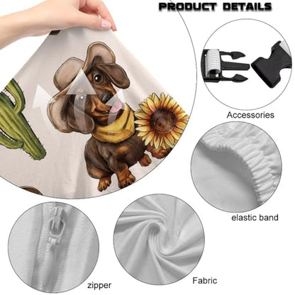 Suobstales Dachshund Paw Sunflower Cactus Cowboy Pattern Gaming Chair Cover, Stretchy 4pc/Set Ergonomic Office Computer Game Chair Slipcovers with Armrest Covers/Back Covers/Seat Cover - color: Dachshund Paw Sunflower Cactus Cowboy