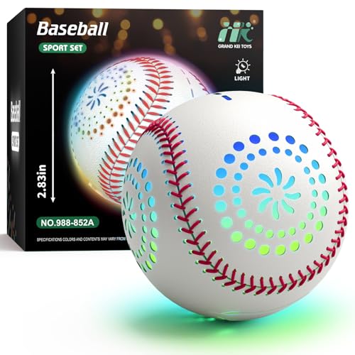 HYES Light up Baseball with LED Rechargeable, 9 Lighting Modes Glow in The Dark Baseball Gifts for Boys 8-12, Official Size Leather Weighted Balls for Day Night Indoor Outdoor Sport Game - size: led baseball- without glove