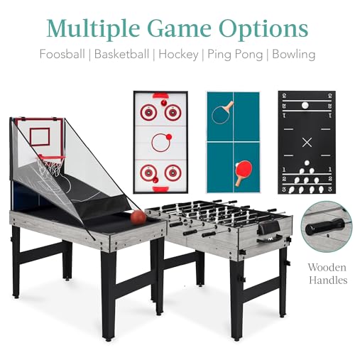 Best Choice Products Combo Game Table Set for Home, Game Room, Friends & Family w/Ping Pong, Foosball, Basketball, Air Hockey, Archery, Chess, Checkers, Shuffleboard, Bowling - color: Gray