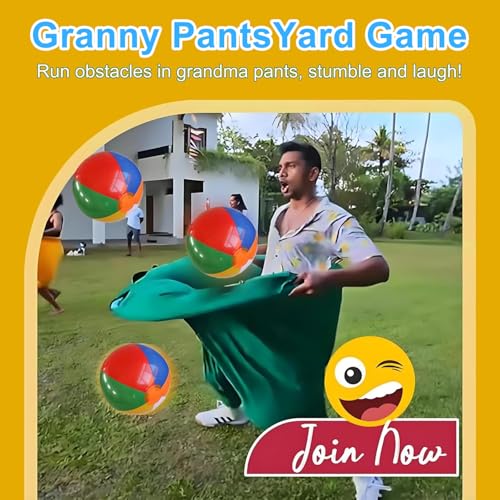2PC Granny Pants Yard Game,Grandma Pants Family Party Outdoor Game,Equipped with Inflatable Balloons and Bicycle Pumps,Suitable for Outdoor Activities Such as Birthdays and Family Parties (Red+Blue)