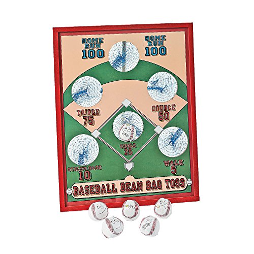 Fun Express Baseball Bean Bag Toss Game for Kids - Wood Game Board with 5 Bean Bags for Tossing - Outdoor Toys for Kids Ages 4-8 - Birthday Party Games for Boys 3-5 Year Old Gifts Yard Carnival