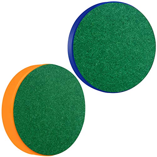 ONE250 Air Hockey Pushers and Red Air Hockey Pucks, Goal Handles Paddles Replacement Accessories for Game Tables (4 Striker, 4 Puck Pack) - color: Orange & Blue