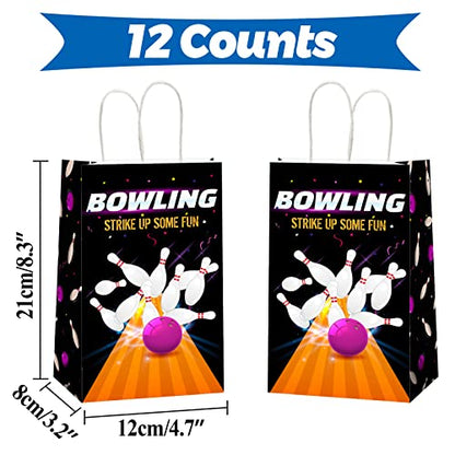 chiazllta 12 Pieces Bowling Party Gift Treat Bag Bowling Ball Candy Goodie Favor Bags with Handle for Bowling Theme Birthday Party Baby Shower Favors Supplies - style: Bowling Ball