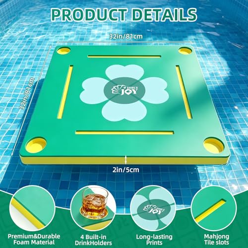 Floating Mahjong Table for Pool, No Assembly EVA Water Game Table Tray, Portable Swimming Pool Hot Tub Floating Board Game Table for Adults, Card Poker Domino Mahjong Game Summer Party Supplies - color: Green