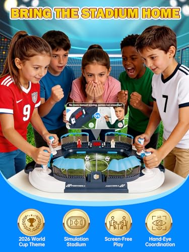 Large Foosball Table for 2026 World Cup with Auto Scoring Kids Soccer Board Game 6 Mini Soccer Balls Interactive Tabletop Football Toy for Boys Girls Ages 3-12 Birthday Gift