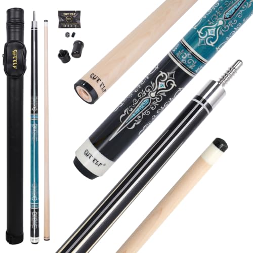 CUEELF Pool Cue Stick,Low Deflection Shaft Billiard Cue Sticks with 1X1 Hard Case,Professional Billiards Ques Sticks with 13mm Tip,19.5/20/21 oz Pool Stick - color: Black+Blue, size: 20 oz