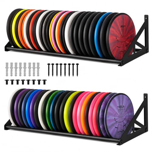 2 Pcs Disc Golf Rack Wall Mount, Disc Golf Storage, Disc Golf Wall Hanger, Disc Golf Shelf for Wall, Disc Rack Storage, Wall-Mounted Disc Golf Organizer for Home, Garage