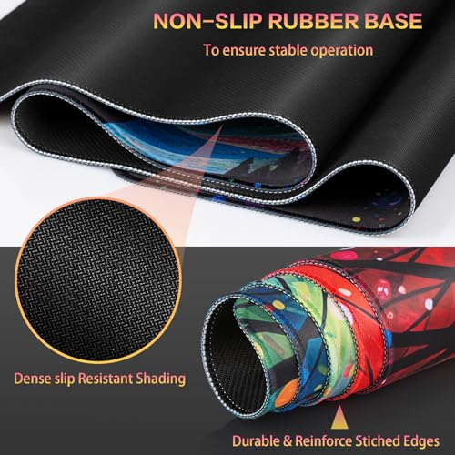 Canjoy Cute Black Cats Anime Mouse pad, 31.5x15.7inch Kawaii Computer Keyboard Mat Extended Large Gaming Mouse Pad with Non-Slip Rubber Base - color: Rainbow Cat
