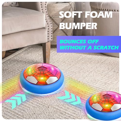 Ocditikl Hover Soccer Ball, Air Floating Soccer with LED Lights & Foam Bumper, Indoor Soccer Toys for Kids Ages 5-12, Ideal Easter Birthday for 4 5 6 7 8 9 10 11 12 Year Old Boys Girls - color: Blue