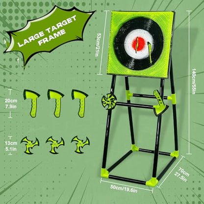Luxury Frame Axe Throwing Game for Backyard, Throwing Axe Set Equipped with 3 Target Axes and 3 Throwing Boomerangs, Suitable for Indoor and Outdoor Games