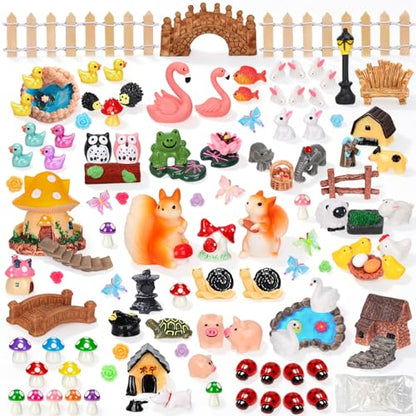 160 Pcs Fairy Garden Accessories Miniature Resin Animals Tiny Fairy House Figurines Fairy Garden Ornament Kit for DIY Crafts Micro Landscape Dollhouse Mini Scene Garden Outdoor Decor - style: 160Pcs-Fairy Garden Accessories