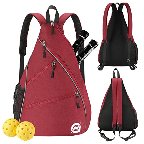 A11N SPORTS Pickleball Bag, Reversible Crossbody Sling Bag/Backpack for Women Men - color: Burgundy