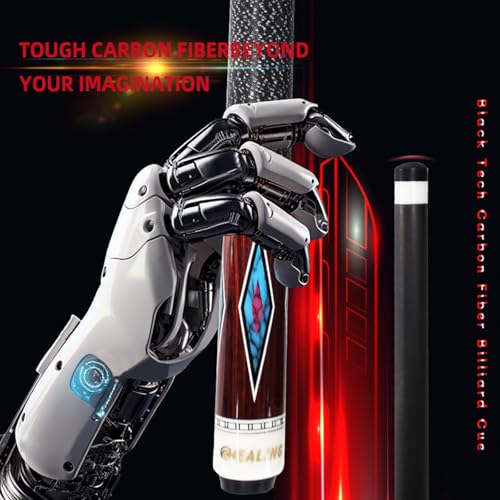 Carbon Fiber Pool Cue – 12.9mm, 14mm and 12.4mm, 2-Piece Billiard Cue Stick for Women/Men, Professional Break Cue for Snooker, 8-Ball, 9-Ball, Home & Club Use - color: Red