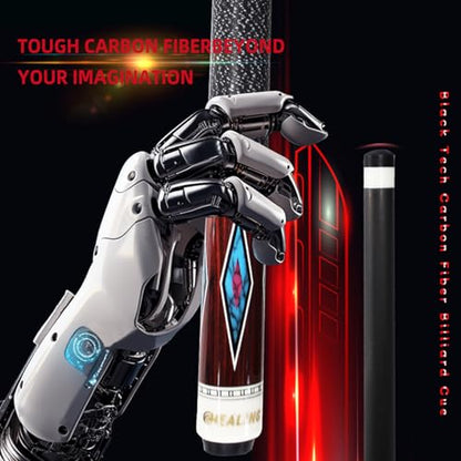 Carbon Fiber Pool Cue – 12.9mm, 14mm and 12.4mm, 2-Piece Billiard Cue Stick for Women/Men, Professional Break Cue for Snooker, 8-Ball, 9-Ball, Home & Club Use - color: Red