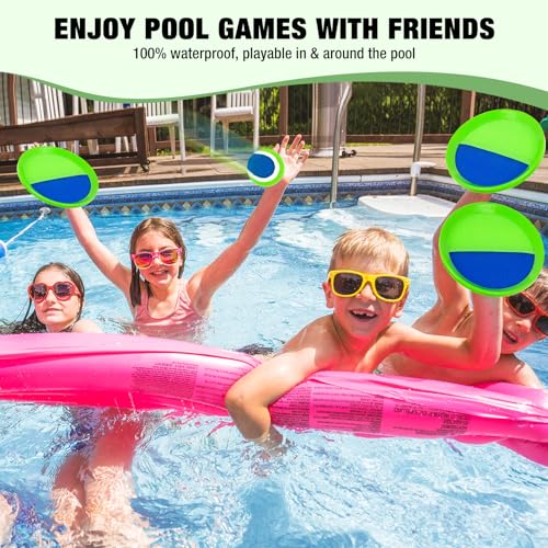 Sticky Toss and Catch Ball Game Set - Kids & Toddlers Outdoor Indoor Activity Toys for Boys Girls 3 4 5 6 7 8-12 Year Old - Great Games for Beach Pool Yard - Birthday Gifts Easter Basket Stuffers - size: 2 paddles 2 balls